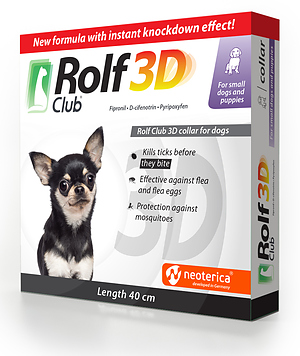 Rolf Club 3D Collar against ticks and fleas for small dogs and puppies, 40 cm