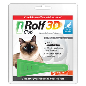 Rolf Club 3D Spot-on against ticks and fleas for cats under 4 kg