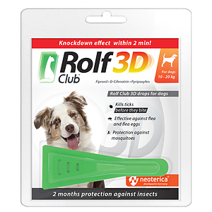 Rolf Club 3D Spot-on against ticks and fleas for dogs 10-20 kg
