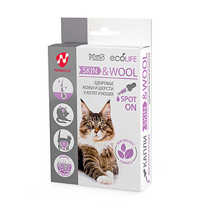 Ecolife SKIN AND WOOL HEALTH for kittens and cats, aroma spot-on, 10 ml 