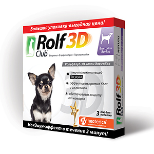 Rolf Club 3D Spot-on against ticks and fleas for dogs under 4 kg