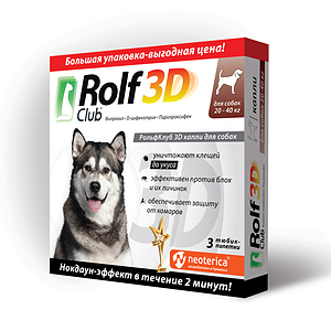 Rolf Club 3D Spot-on against ticks and fleas for dogs 20-40 kg
